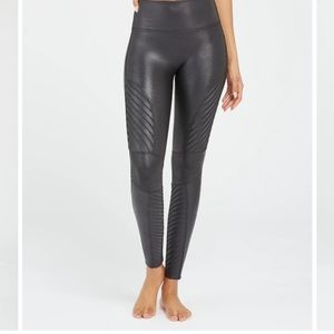 Spanx Faux Leather Moto Leggings L